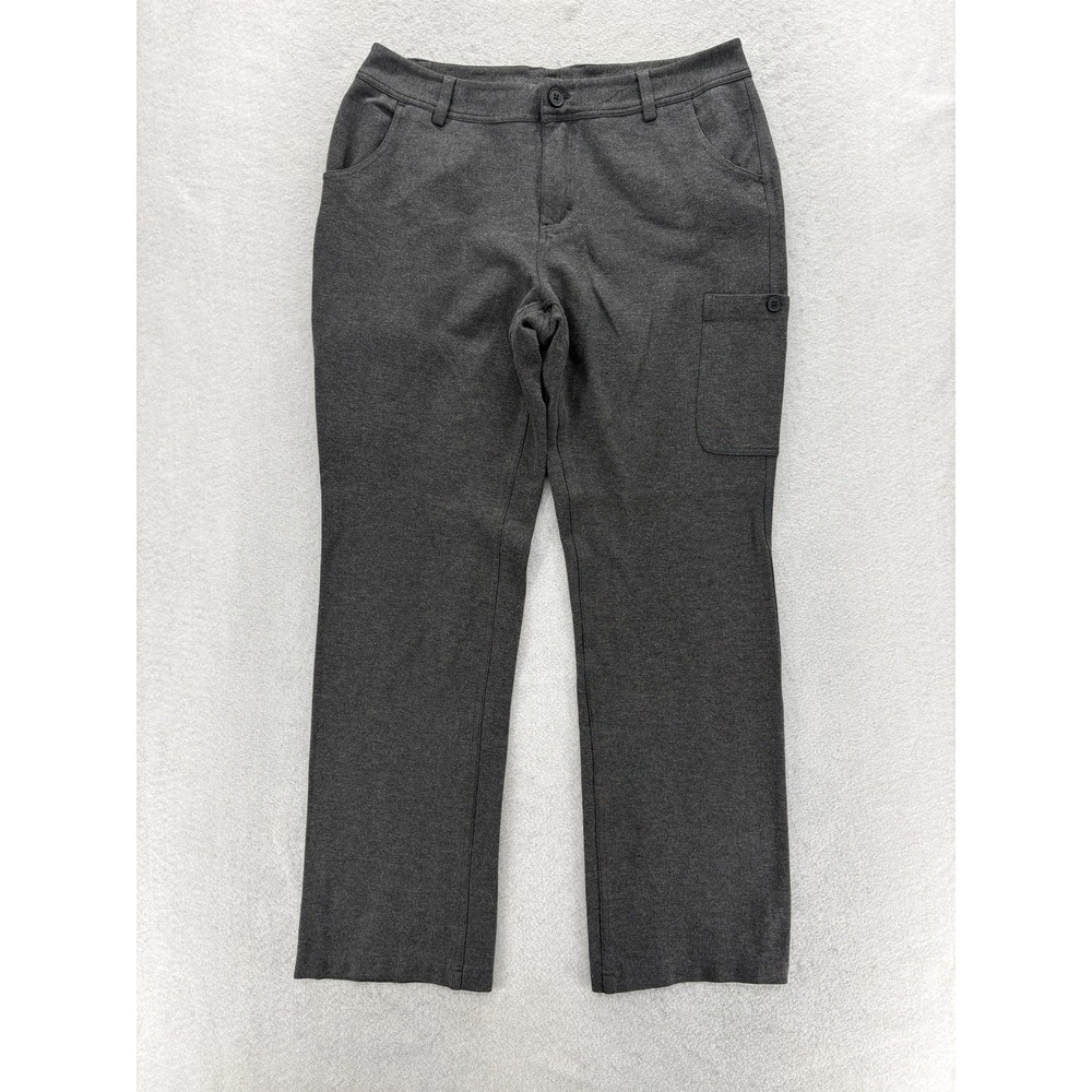 Duluth Wearwithall Ponte Pants Womens 12 Gray Stretch Cargo Straight Leg Work